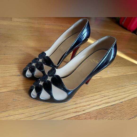 Christian Louboutin Shoes - Christian Louboutin MOIRA 120 Black Patent Platform Pumps Cut Out Sz 38